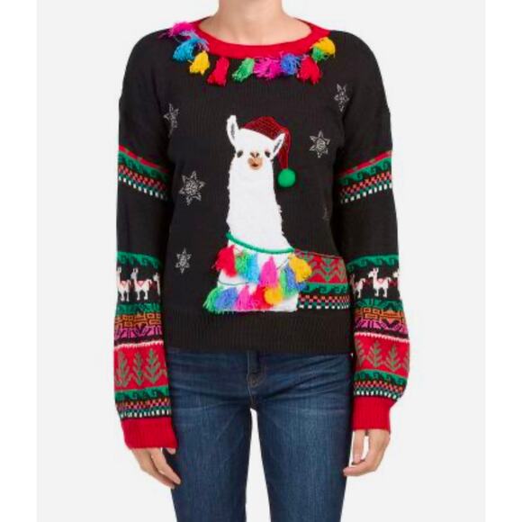 Holiday Time Ugly Christmas Sweater | Llama Holiday Sweater, XS - Picture 3 of 4